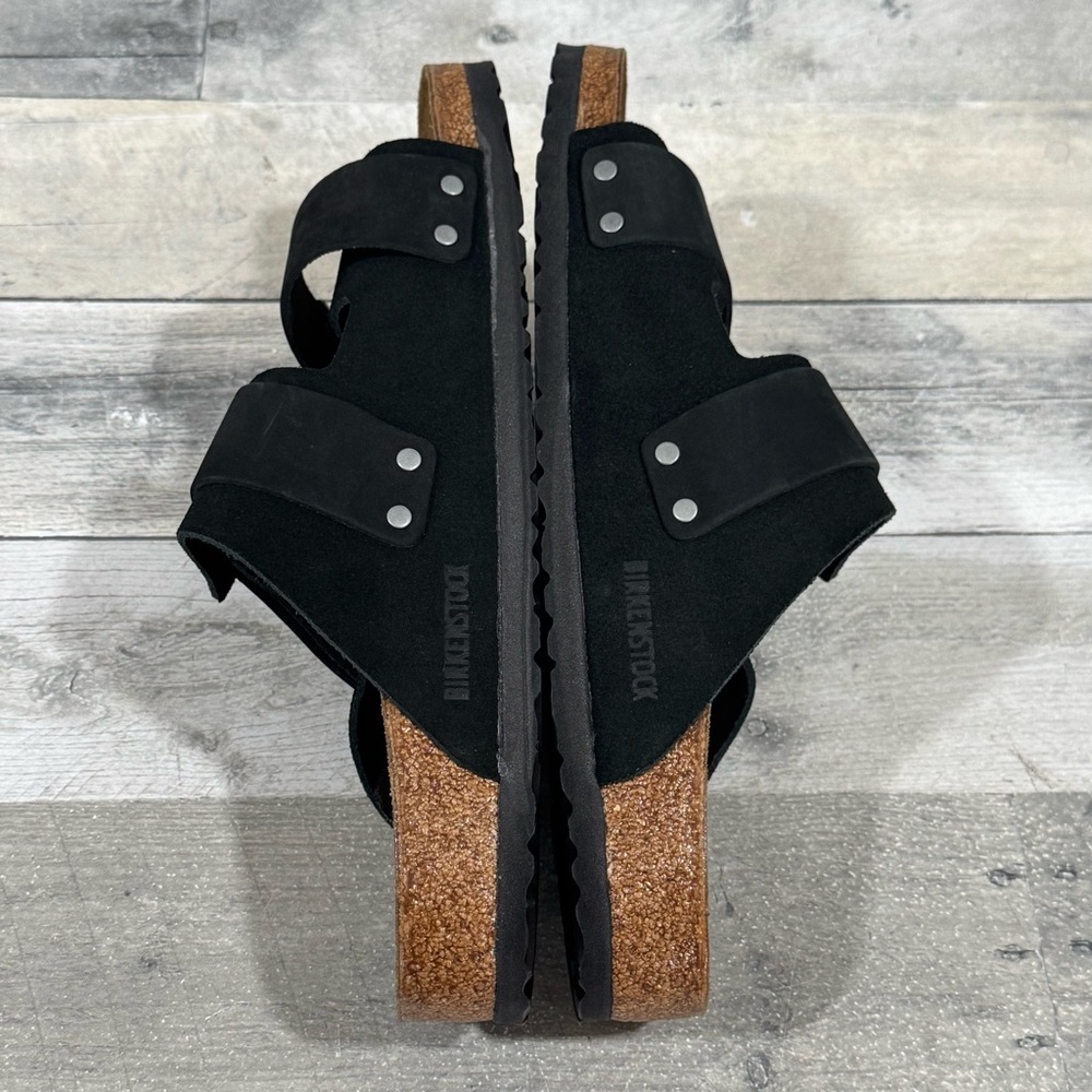 BIRKENSTOCK Uji Nubuck-Suede Leather Sandals in Black - Sz - 11-11.5 US / 44 EU - Picture 6 of 8